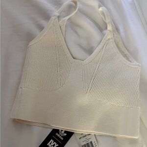 IVY PARK White Ribbed Knit Crop Tank